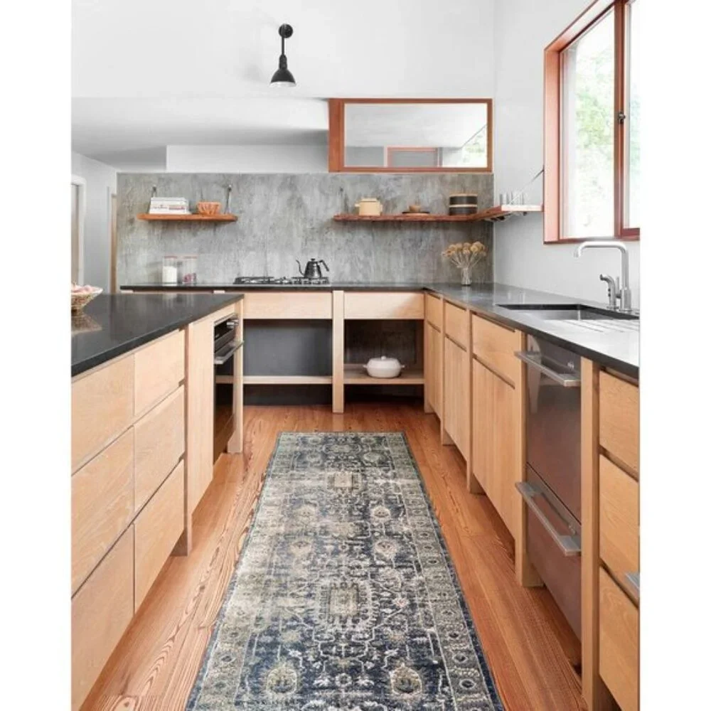 New 2.8x10.6 Teagan Runner Area Rug, Soft Low Pile Denim Neutral Hallway Carpet